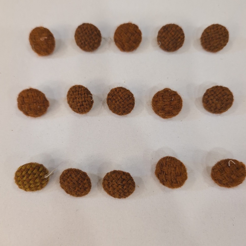 Set of 15 VTG Round Woven Buttons Brown Orange Accents Craft Sewing Apparel - Picture 1 of 4